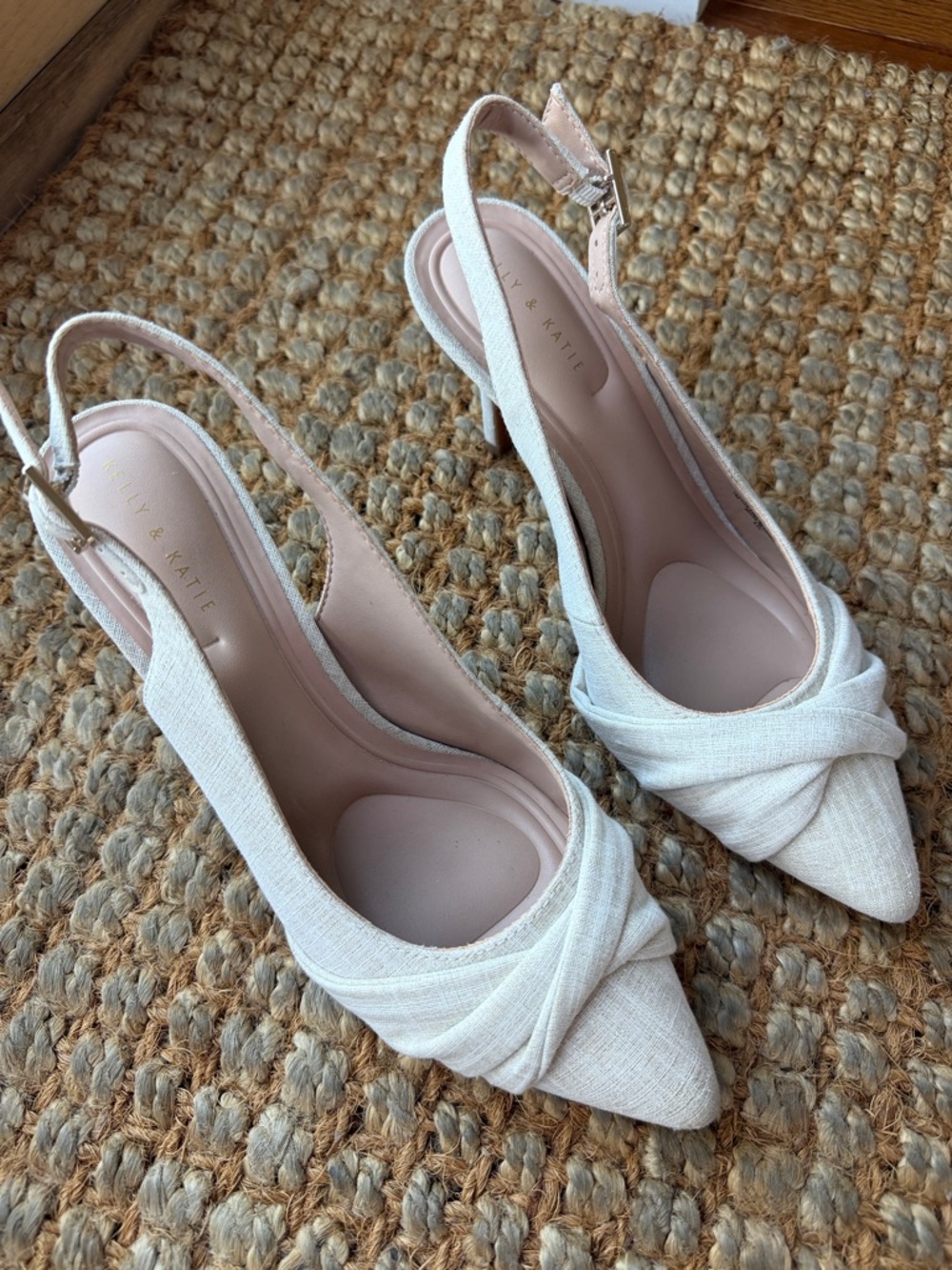 Kelly & Katie Ivory Twisted Slingback Pointed Heels